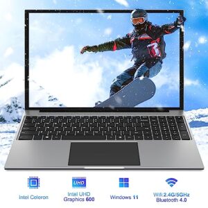jumper Laptop, Quad-Core Intel Celeron CPU, 4GB RAM 128GB EMMC, 16“ FHD IPS 1920x1200 Screen, Windows 11 Laptop Computer with Office 1-Year Subscription, 4 Speakers, 2.4/5G WiFi, Expandable 1TB SSD.