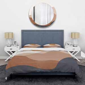 DESIGN ART Designart 'Abstract Red Moon in Earth Toned Mountains II' Modern Duvet Cover Comforter Set Full/Queen Cover + Comforter + 2 Shams 4 Piece