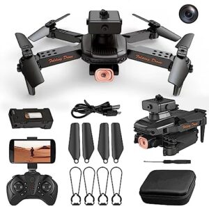 mini drone foldable 1080p hd camera pocket drone, 2.4ghz wifi quadcopters with control, 3-level flight speed, one key start speed adjustment, gifts for adults & kids