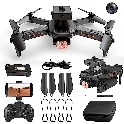 Mini Drone Foldable 1080P HD Camera Pocket Drone, 2.4GHz WiFi Quadcopters with Control, 3-level Flight Speed, One Key Start Speed Adjustment, Gifts for Adults & Kids