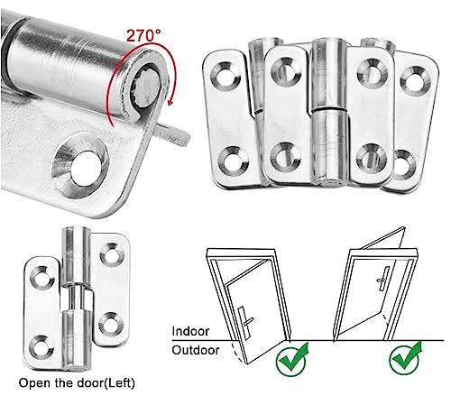 1.5Inch Lift Off Hinge, 6 Pieces Small Door Hinges Stainless Steel Folding Butt Hinges, 304 Stainless Steel Detachable Door Small Lift-Off Hinges (Left, 6PCS)