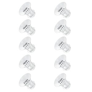 10pcs flange inserts 13/15/17/19/21mm,compatible with momcozy s12 pro/m5/s9 pro hands-free breast pump,use for medela/spectra/elvie/willow/tsrete/kmaier 24mm shields/flanges,reduce 24mm to other size