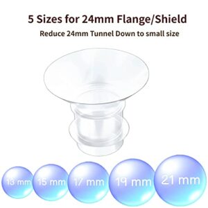 10PCS Flange Inserts 13/15/17/19/21mm,Compatible with Momcozy S12 Pro/M5/S9 Pro Hands-Free Breast Pump,Use for Medela/Spectra/Elvie/Willow/TSRETE/kmaier 24mm Shields/Flanges,Reduce 24mm to Other Size