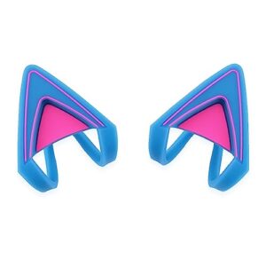 glow in dark silicone cat kitty ears lovely fluorescent cat ears compatible for bose/razer/hyperx/corsair/steelseries arctis/edifier gaming headphones (blue)