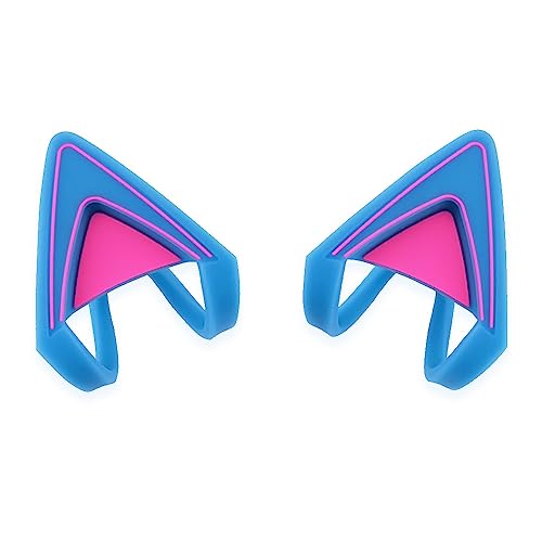 Glow in Dark Silicone Cat Kitty Ears Lovely Fluorescent Cat Ears Compatible for Bose/Razer/HyperX/Corsair/SteelSeries Arctis/Edifier Gaming Headphones (Blue)