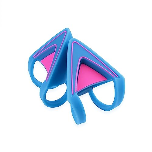 Glow in Dark Silicone Cat Kitty Ears Lovely Fluorescent Cat Ears Compatible for Bose/Razer/HyperX/Corsair/SteelSeries Arctis/Edifier Gaming Headphones (Blue)
