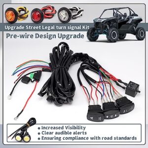 Erchon Pre-wired ATV UTV Turn Signal Horn Kit,Universal Street Legal Kit Warning Light Rocker Switch Kit with 1Horn Reverse Lights Flasher Relay Fuse,blinker kit for UTV ROV ATV Golf SXS