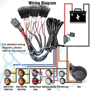 Erchon Pre-wired ATV UTV Turn Signal Horn Kit,Universal Street Legal Kit Warning Light Rocker Switch Kit with 1Horn Reverse Lights Flasher Relay Fuse,blinker kit for UTV ROV ATV Golf SXS