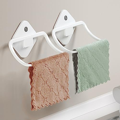 White Towels Bathroom Towel Ring Towel Rack Wall Mounted Hand Towels Holder Towel Hanger Hand Towel Rod for Bathroom Organizer Kitchen Storage Plastic Organizers