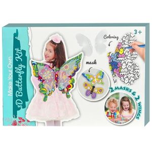 VMNlooking Paint Your Own Butterfly Wings Painting Butterfly Kit Fairy Wings Arts and Crafts for Kids Coloring Paper Creative Activity for Party Birthday 2 Wings 2 Butterfly Mask