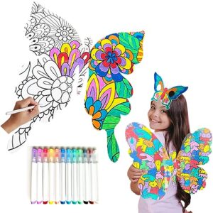 vmnlooking paint your own butterfly wings painting butterfly kit fairy wings arts and crafts for kids coloring paper creative activity for party birthday 2 wings 2 butterfly mask