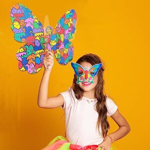 VMNlooking Paint Your Own Butterfly Wings Painting Butterfly Kit Fairy Wings Arts and Crafts for Kids Coloring Paper Creative Activity for Party Birthday 2 Wings 2 Butterfly Mask