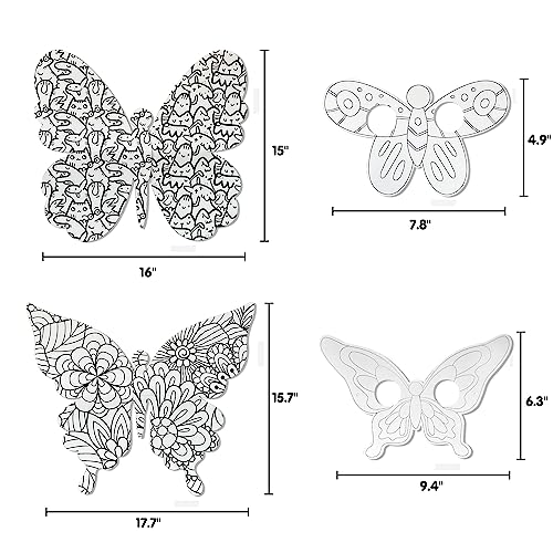 VMNlooking Paint Your Own Butterfly Wings Painting Butterfly Kit Fairy Wings Arts and Crafts for Kids Coloring Paper Creative Activity for Party Birthday 2 Wings 2 Butterfly Mask