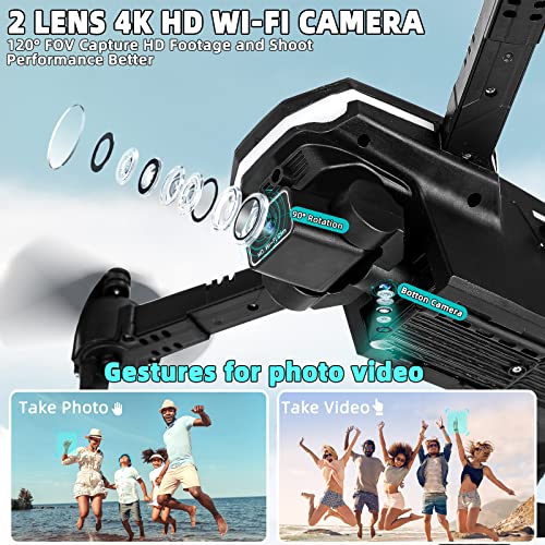 Drones with Camera for Adults and Kids 1080P HD FPV Foldable Drone with Carrying Case, 90° Adjustable Lens, One Key Take Off/Land, Altitude Hold, 360° Flip, Toys Gifts for Kids and Adults