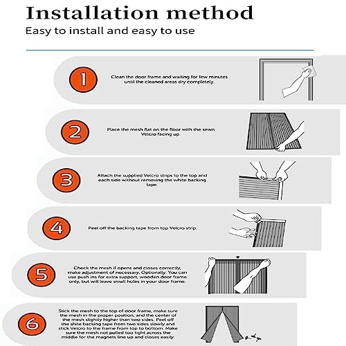 Magnetic Screen Door Mesh, Size: 67 x 87in/170 x 220cm, Magnet Closure Doors Curtain Netting for Patio Apartment Backyard Balcony Decor Anti Bug Keep Flies Away