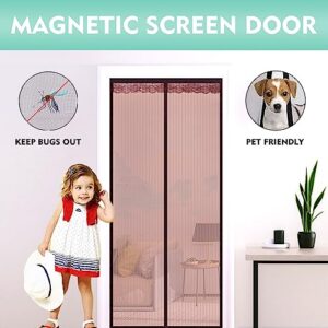 Magnetic Screen Door Mesh, Size: 67 x 87in/170 x 220cm, Magnet Closure Doors Curtain Netting for Patio Apartment Backyard Balcony Decor Anti Bug Keep Flies Away