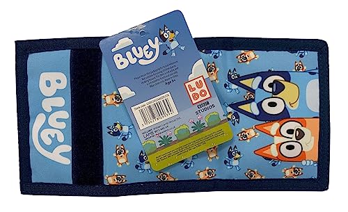 Bluey Kids Wallet with Zipped Coin Compartment & Card and Note Slots, Blue, 13 X 9 X .7cm, Modern