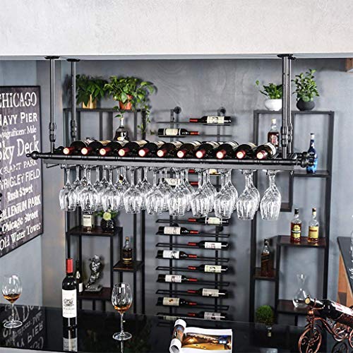 MiroDo Bar Unit Floating Shelves Ceiling Wine Racks Hanging Wine Glass Holder Rustic Wine Holder Wine Rack Hanging Glass Holder Wall Mount Bottle Storage Display Industrial,80 * 30Cm(31.5 * 1