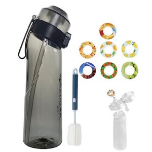 jsaxqyg fruit fragrance water bottle,22oz,dust-proof and leak-proof flip scented kettle,with 7 flavor pods 0 sugar and 0 calorie outdoor sports water cups,a good gift for friends (black)