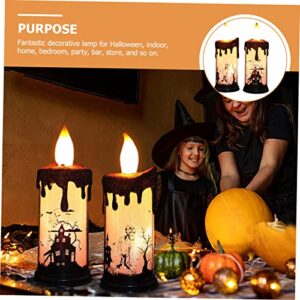 Halloween Snow Globe 2pcs LED Candle Light Fall Candles Halloween Snow Globe Halloween Lamp Home Decorations Goblincore Room Decor Candle Holder Decor Lamp Lights