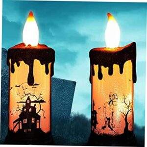 Halloween Snow Globe 2pcs LED Candle Light Fall Candles Halloween Snow Globe Halloween Lamp Home Decorations Goblincore Room Decor Candle Holder Decor Lamp Lights