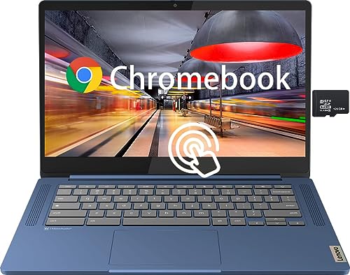 Lenovo Chromebook Laptop for College Students, School, 14 Inch FHD Touchscreen, MediaTek MT8186, 4GB RAM, 64GB eMMC+128GB SD Card, Chrome OS, Long Battery Life, Abyss Blue, PCM