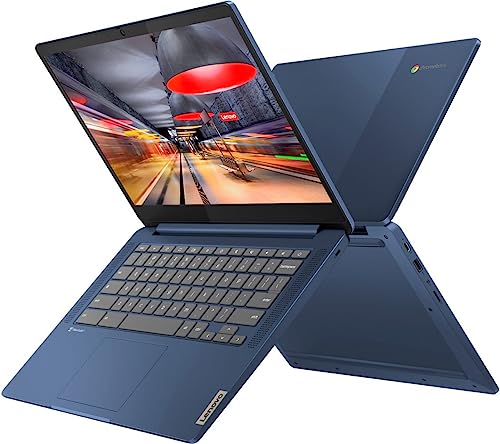 Lenovo Chromebook Laptop for College Students, School, 14 Inch FHD Touchscreen, MediaTek MT8186, 4GB RAM, 64GB eMMC+128GB SD Card, Chrome OS, Long Battery Life, Abyss Blue, PCM