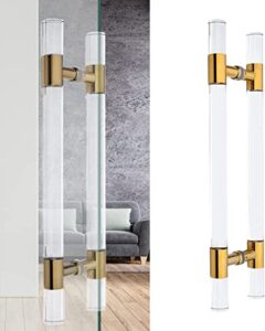 exogun barn door pull handle, 24 31.5 39 47 59 inch clear acrylic entry door handle, glass sliding barn door handles, interior exterior door handle with fittings (color : gold, size : 120cm/47inch)