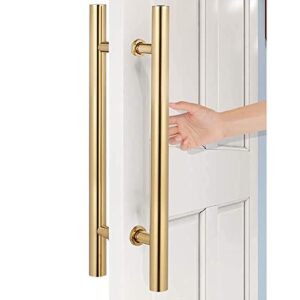 sucheta modern sliding barn door handle stainless steel,heavy duty entry door handle，for sliding glass shower/barn door/interior exterior door (color: gold) (size: 60cmx80cm)