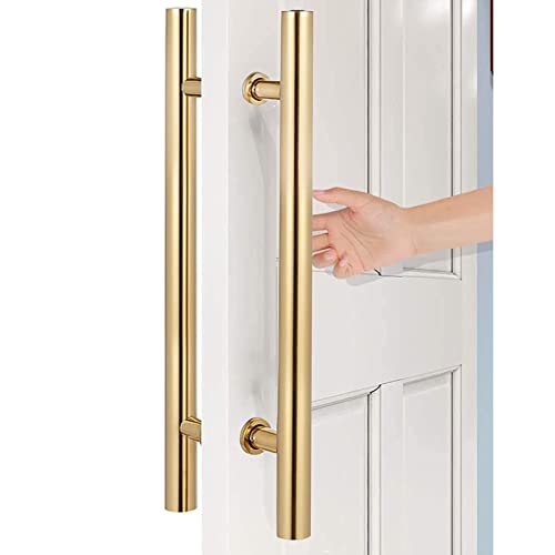 SUCHETA Modern Sliding Barn Door Handle Stainless Steel,Heavy Duty Entry Door Handle，for Sliding Glass Shower/Barn Door/Interior Exterior Door (Color: Gold) (Size: 60cmx80cm)