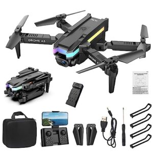 mini drone with dual 4k hd fpv - camera remote control with altitude hold, headless mode, one key start speed adjustment toys gifts for boys and girls (black(battery x1))