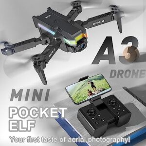 Mini Drone With Dual 4K HD FPV - Camera Remote Control With Altitude Hold, Headless Mode, One Key Start Speed Adjustment Toys Gifts For Boys and Girls (Black(battery x1))