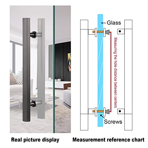 SUCHETA Door Hardware,Modern Push Pull Door Handle,H Shape Double Sided Stainless Steel Sliding Door Handle,Sliding Door Handle,for Steel,Aluminum and Glass Doors,9 Sizes (Size: 36cm x 60cm)