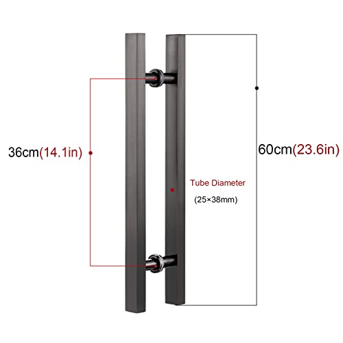 SUCHETA Door Hardware,Modern Push Pull Door Handle,H Shape Double Sided Stainless Steel Sliding Door Handle,Sliding Door Handle,for Steel,Aluminum and Glass Doors,9 Sizes (Size: 36cm x 60cm)