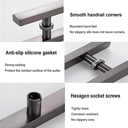 SUCHETA Door Hardware,Modern Push Pull Door Handle,H Shape Double Sided Stainless Steel Sliding Door Handle,Sliding Door Handle,for Steel,Aluminum and Glass Doors,9 Sizes (Size: 36cm x 60cm)