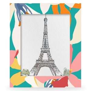 Yzrwebo Tropical Flowers 5x7 Picture Frame Colourful Flower Wood Photo Frames High Transparent Horizontal and Vertical Tabletop Display or Wall Mounting for Family Home Gallery Office