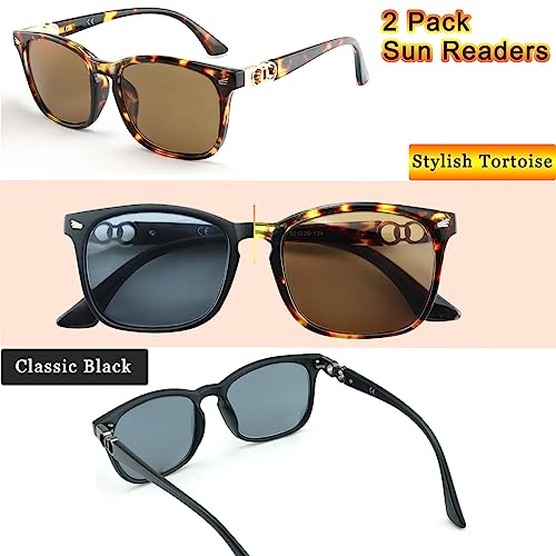 ESAVIA Retro Reading Sunglasses for Women Prescription Sunglasses Readers Anti Glare UV400 Block Polarized Sun Reader Glasses (Black Tortoise, 3.0, multiplier_x)