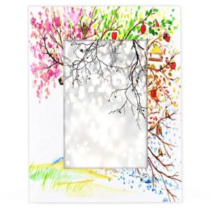 yzrwebo watercolors deer 5x7 picture frame fours seasons tree wood photo frames high transparent horizontal and vertical tabletop display or wall mounting for family home gallery office