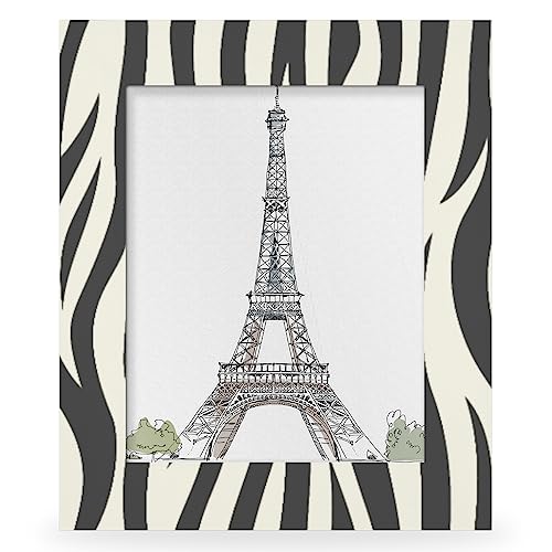 Yzrwebo Zebra Print 5x7 Picture Frame Animal Print Pattern Wood Photo Frames High Transparent Horizontal and Vertical Tabletop Display or Wall Mounting for Family Home Gallery Office