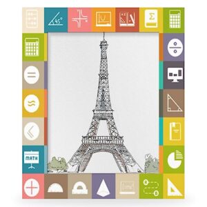 Yzrwebo Math Tools 5x7 Picture Frame Math Symbols Wood Photo Frames High Transparent Horizontal and Vertical Tabletop Display or Wall Mounting for Family Home Gallery Office