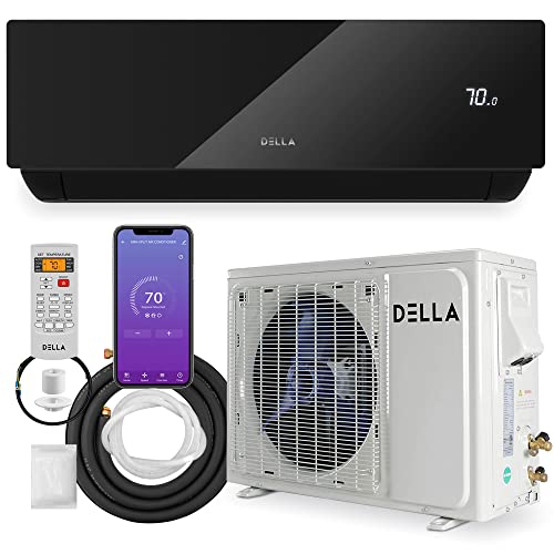 DELLA 12000 BTU Mini Split 20 SEER2 Cools Up to 550 Sq.Ft Energy Saving Wifi Split Air Conditioner & Heater Ductless Pre-Charged Inverter System with 1 Ton Heat Pump(JPB Series with R32 refrigerant)