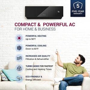 DELLA 12000 BTU Mini Split 20 SEER2 Cools Up to 550 Sq.Ft Energy Saving Wifi Split Air Conditioner & Heater Ductless Pre-Charged Inverter System with 1 Ton Heat Pump(JPB Series with R32 refrigerant)