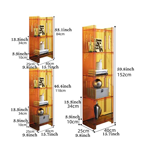 Librero Estantería Clear Acrylic Narrow Bookcase 2 Tier/3 Tier/4 Tier Skinny Open Bookshelf Modern Display Storage Organizer for Living Room Organizer Decor