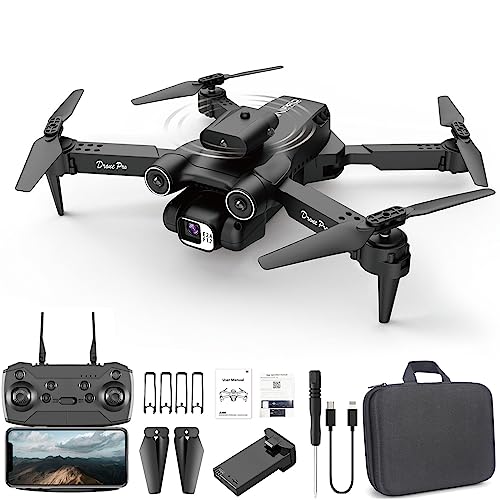 Mini Drone with Dual 1080p HD Camera Multi-functions Altitude Hold Mode Foldable Rc Drone Quadcopter Circle Fly, Route Fly, Altitude Hold, Headless Mode (Black)