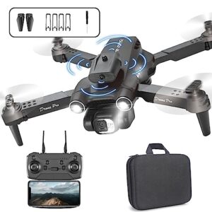 Mini Drone with Dual 1080p HD Camera Multi-functions Altitude Hold Mode Foldable Rc Drone Quadcopter Circle Fly, Route Fly, Altitude Hold, Headless Mode (Black)