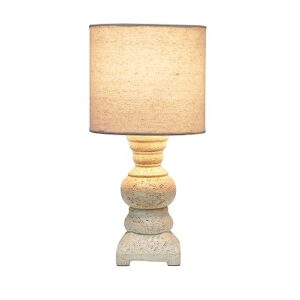 elegant designs lt3330-bge 12.5" country farmhouse petite textured column table desk lamp with drum fabric shade, beige