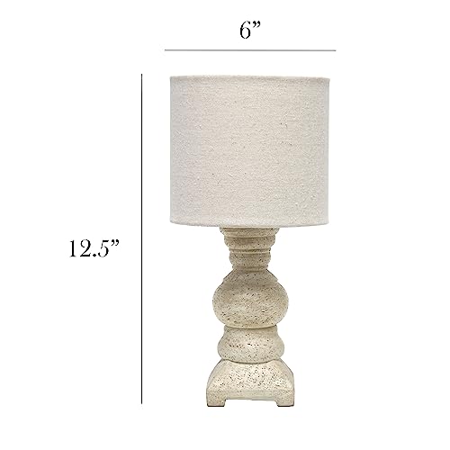 Elegant Designs LT3330-BGE 12.5" Country Farmhouse Petite Textured Column Table Desk Lamp with Drum Fabric Shade, Beige