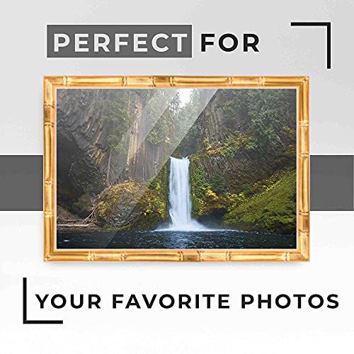 10x8 Frame Gold Bamboo Picture Frame Complete Wood Picture Frame with UV Acrylic, Foam Board Backing & Wall Hanging Hardware