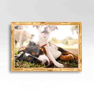 10x8 Frame Gold Bamboo Picture Frame Complete Wood Picture Frame with UV Acrylic, Foam Board Backing & Wall Hanging Hardware