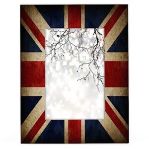 england british flag 4x6 picture frame picture frame for wall and tabletop display, horizontal and vertical for wall mounting union jack wooden photo frame